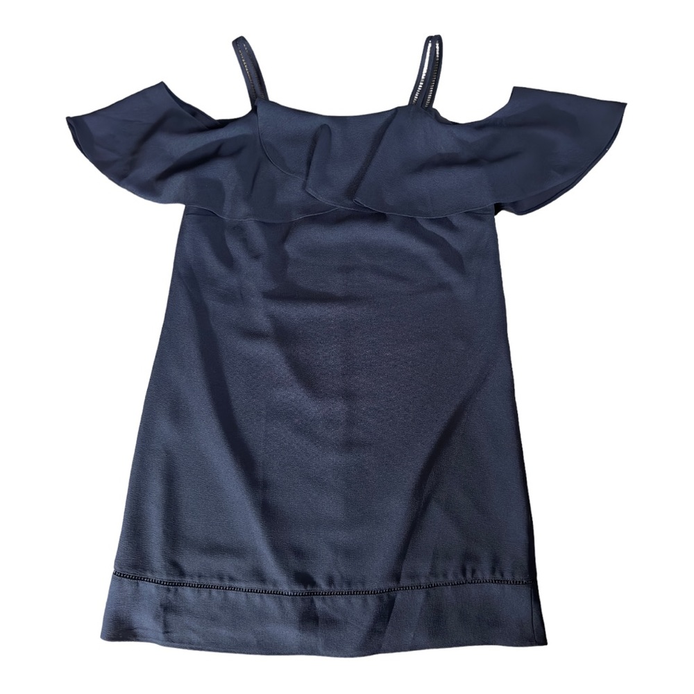 Maggie London Navy Cold Shoulder Shift Dress